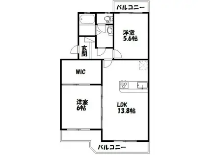 マンションアカンサス I(2LDK/3階)の間取り写真