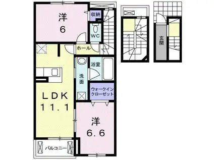 マジェスティ(2LDK/3階)の間取り写真