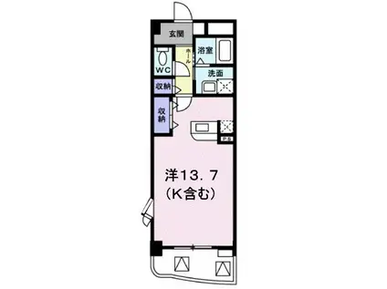 アルカディア南蔵王(ワンルーム/2階)の間取り写真