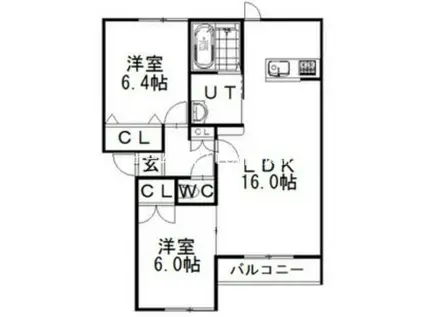 グランデスI(2LDK/2階)の間取り写真
