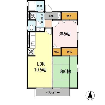 ロイヤルK(2LDK/2階)の間取り写真