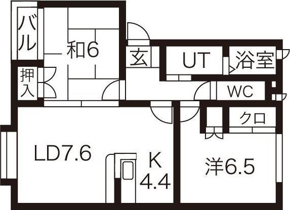 メゾンフルールB(2LDK/2階)の間取り写真