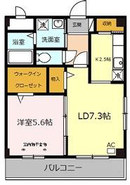 グランドール勝原(1LDK/3階)の間取り写真
