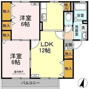 メープル上野(2LDK/1階)の間取り写真