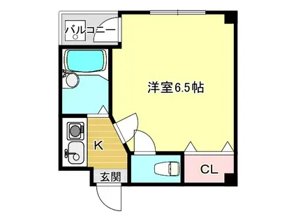 平行マンション(1K/3階)の間取り写真