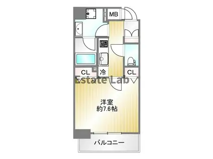 レジディア神戸元町(1K/4階)の間取り写真