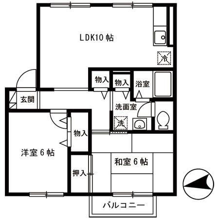 グランシャリオ(2LDK/2階)の間取り写真