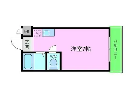 スカイ南花台(ワンルーム/2階)の間取り写真