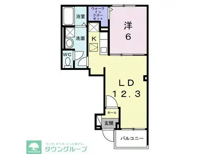 グラン・シャトー武蔵嵐山A(1LDK/1階)の間取り写真