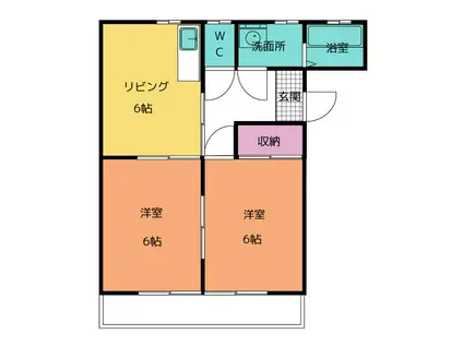 コスモハイツ(2DK/2階)の間取り写真