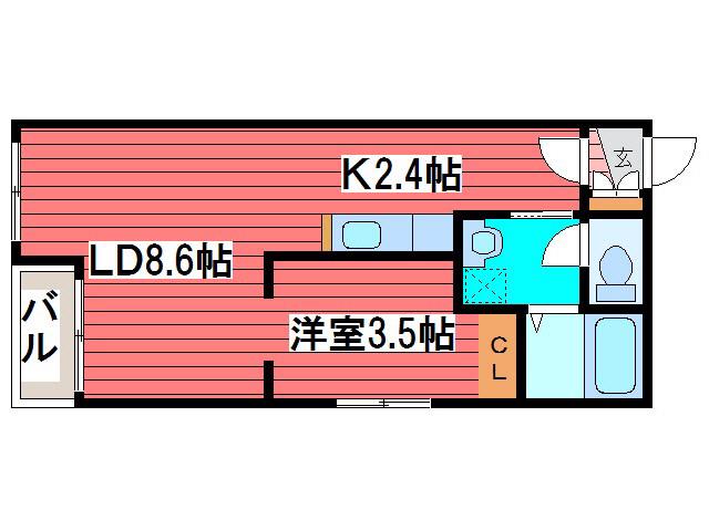 グランビアン月寒公園(1LDK/3階)の間取り写真