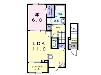 コンフォート ヒル(1LDK/2階)の間取り写真