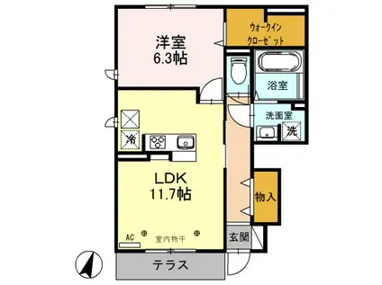 グランテラス2(1LDK/1階)の間取り写真