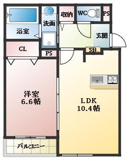 近鉄南大阪線 土師ノ里駅 徒歩10分 3階建 築1年(1LDK/1階)の間取り写真