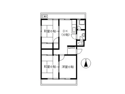 中筋マンション(3DK/4階)の間取り写真