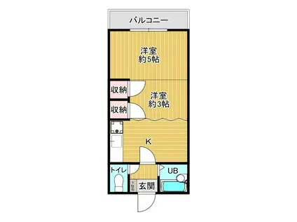 ベルデ・イン牧(2K/2階)の間取り写真