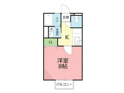 ラヴィアン・ローズ(1K/2階)の間取り写真