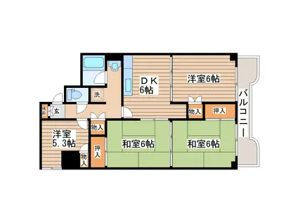 パークハイツ東口(4DK/8階)の間取り写真