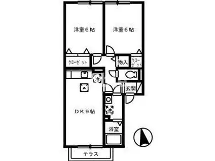 アーバンハイツ28 A棟(2DK/1階)の間取り写真