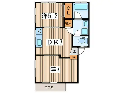 メゾンドキキ(2DK/1階)の間取り写真