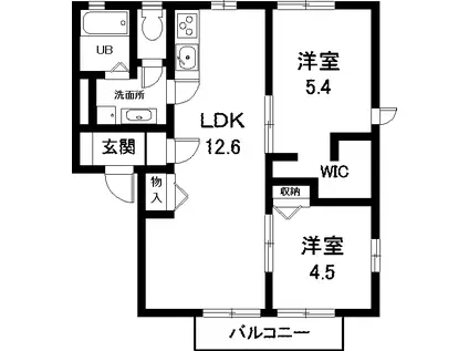 フレグランス新栄 A棟(2LDK/2階)の間取り写真