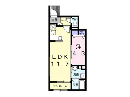 CASA VERDE(1LDK/1階)の間取り写真