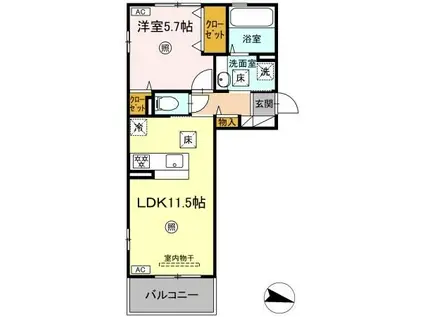 MAISON BONHEUR(1LDK/1階)の間取り写真