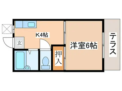 コーポはま乃(1K/1階)の間取り写真