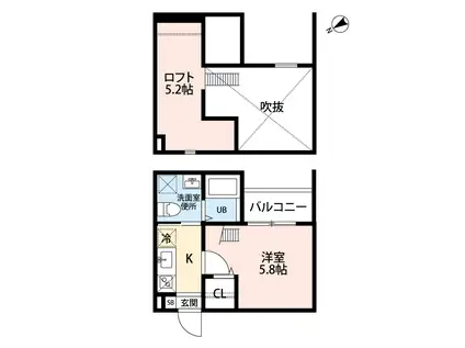 レジアス高畑(1SK/1階)の間取り写真