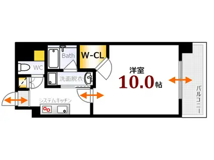 PARC HIROSHIMA EKIMAE(1K/9階)の間取り写真
