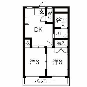 パインリーフ長森本町(2DK/2階)の間取り写真