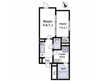 LAVIERE上中里(2K/1階)の間取り写真