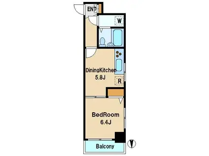 リモージュ南台(1DK/5階)の間取り写真