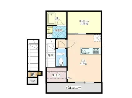 ELF妻鳥(1LDK/2階)の間取り写真
