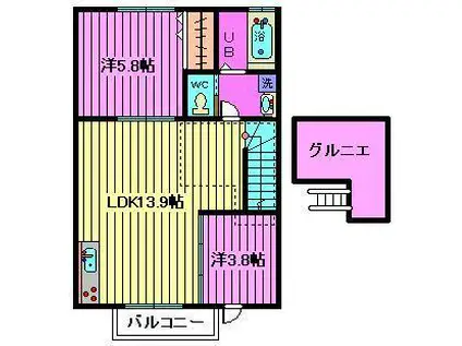 ルミナスコート(2LDK/2階)の間取り写真