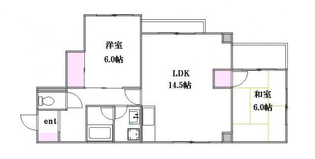 ロイヤル石田A棟(2LDK/2階)の間取り写真