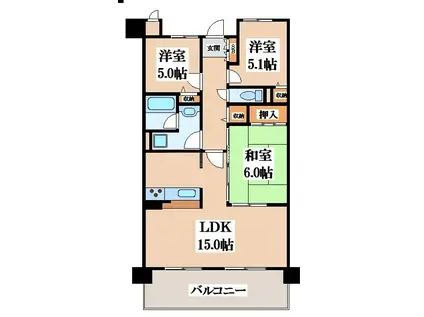 フレアはい21(3LDK/3階)の間取り写真
