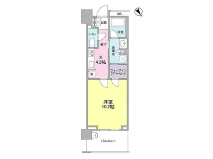 クロスエアタワー(1K/13階)の間取り写真