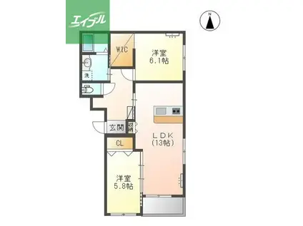 カーサ・グラン赤迫(2LDK/1階)の間取り写真