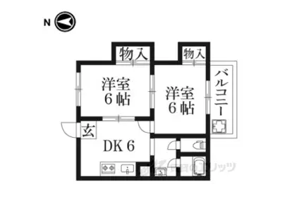 エクセル伏見(2DK/2階)の間取り写真