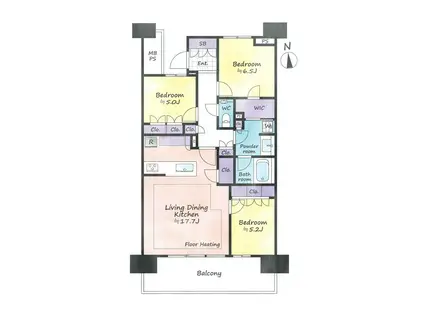 晴海フラッグサンビレッジ(3LDK/4階)の間取り写真