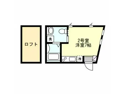 BEAMS岸谷(ワンルーム/2階)の間取り写真