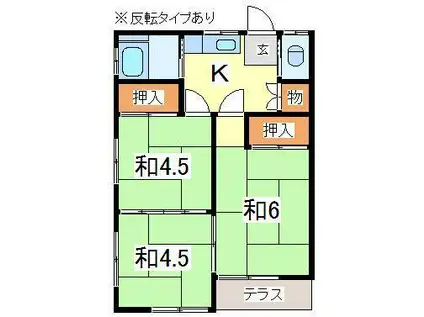 コーポ大向(3K/1階)の間取り写真