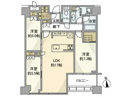 白金ザ・スカイ イースト(3LDK/41階)の間取り写真
