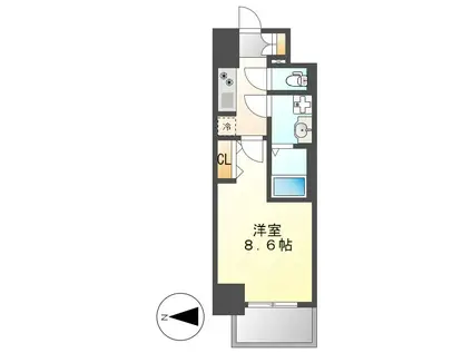 S-RESIDENCE金山ウエスト(1K/4階)の間取り写真