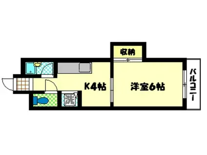 三石マンション(1DK/3階)の間取り写真