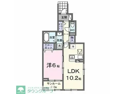 イーストフィールドI(1LDK/1階)の間取り写真