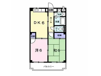 カプリコンOF盾津(2DK/1階)の間取り写真