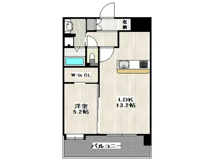グランフィーネ新町(1LDK/6階)の間取り写真