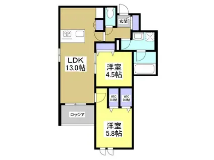 レジデンスリノア(2LDK/2階)の間取り写真